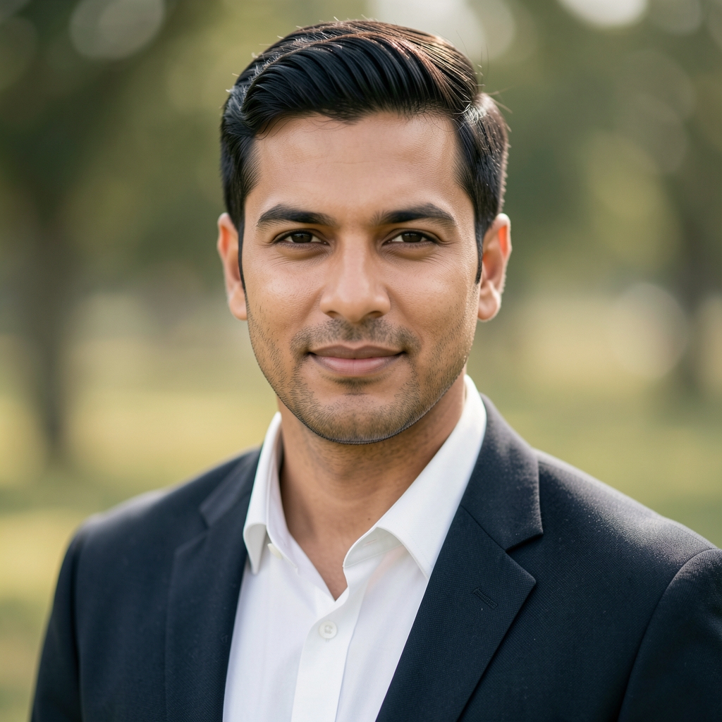 Editorial portrait of a men's nutrition researcher seated at a minimal oak desk with a glass of water and an open ingredient reference guide in a bright Vienna study